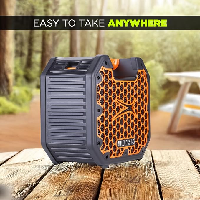 Altec Lansing TOUGHBOXX Bluetooth Speaker, 70W Peak Power, IPX5 Waterproof, 18Hr Playtime, Party Sync 100+ Units, FM Radio, USB-C & Mic In, Ultimate Portable Outdoor Bluetooth Speaker