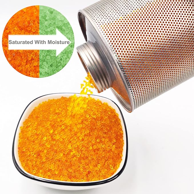 Wisesorb 750 Grams 6pcs Gun Safe Dehumidifier, Reusable Canister Desiccant Dehumidifier, Rechargeable 1.65 Lbs Indicating Silica Gel Orange To Green