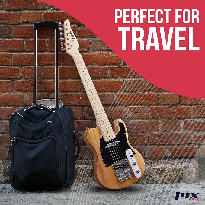LyxPro 30” Electric Guitar TL Series, Full-Size Paulownia Wood Body, 3-Ply Pickguard, C-Shape Neck, Ashtray Bridge, Quality Gear Tuners, 3-Way Switch & Volume/Tone Controls, 2 Picks Included, Natural