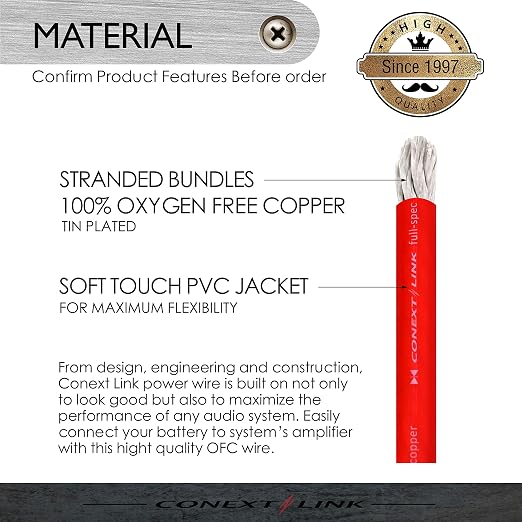 15 FT 2 AWG GA Full Gauge Battery Power Cable Ground Wire Frost Red OFC Copper （10071）