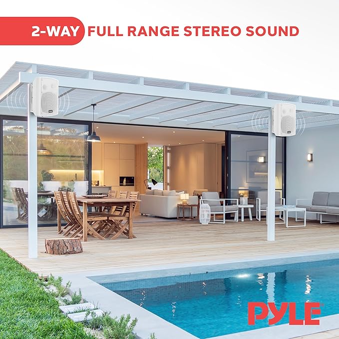 Pyle 5.25" Wall Mount Bluetooth Speakers, Waterproof Indoor/Outdoor Speaker System, 240W Max, Marine Grade, Wireless Music Streaming, Full Range Stereo, Suitable for Patio, Poolside, Home (White Pair)
