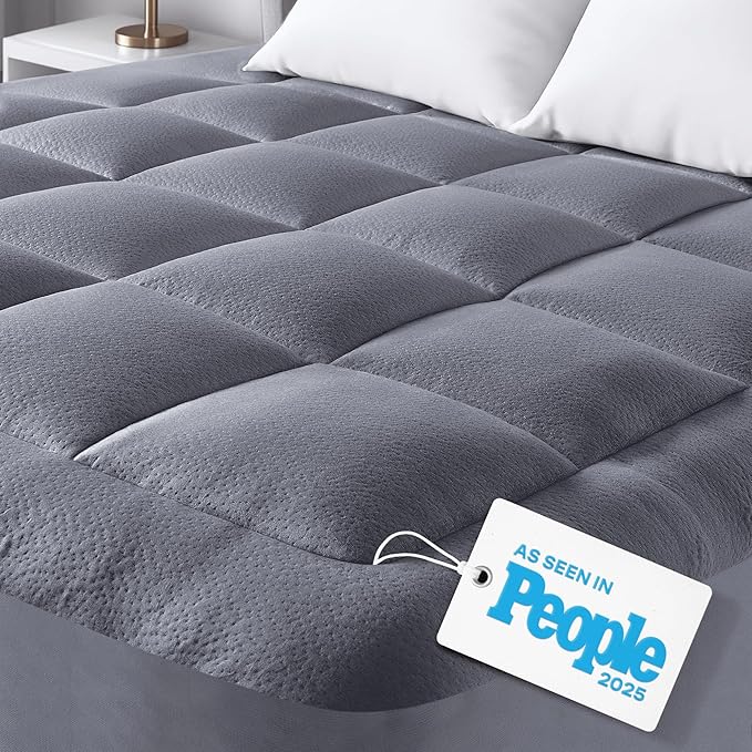 Niagara Sleep Solution Ultra Soft Full XL Size Mattress Topper - Viscose Made from Bamboo Pillow Top Mattress Pad for Back Pain Relief - Naturally Cooling for Hot Sleepers, Gray