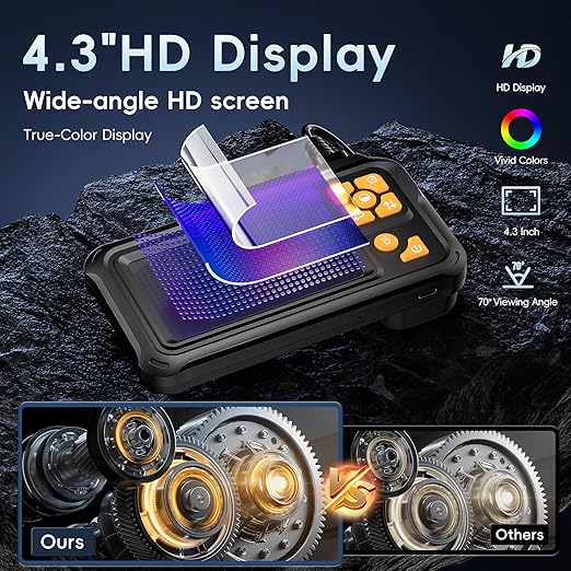 50FT Endoscope Camera with Light, 1080P HD Borescope Inspection Camera with 8 LED Lights, IP67 Waterproof Sewer Tools Snake Camera with 4.3" IPS Screen, 50Feet Semi-Rigid Cable for Father's Day