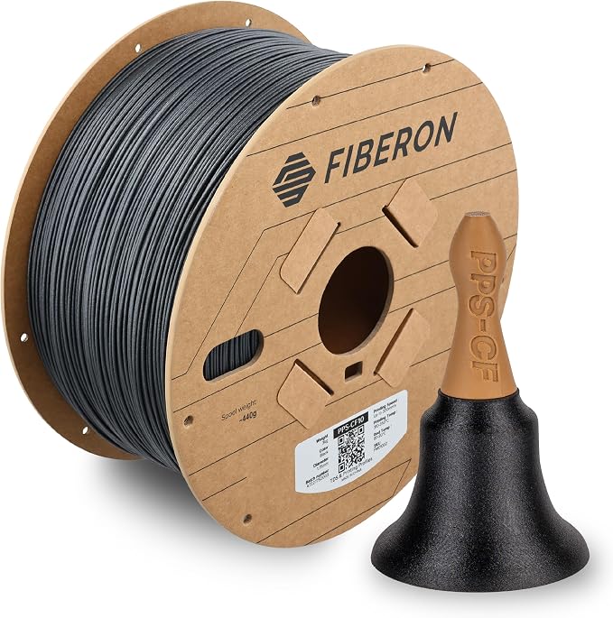 Polymaker Fiberon PPS-CF10 Filament Black 1.75mm 3kg, Extreme Heat Resistance - Fiberon Carbon Fiber Reinforced PPS 3D Printing Filament Ideal for Molding