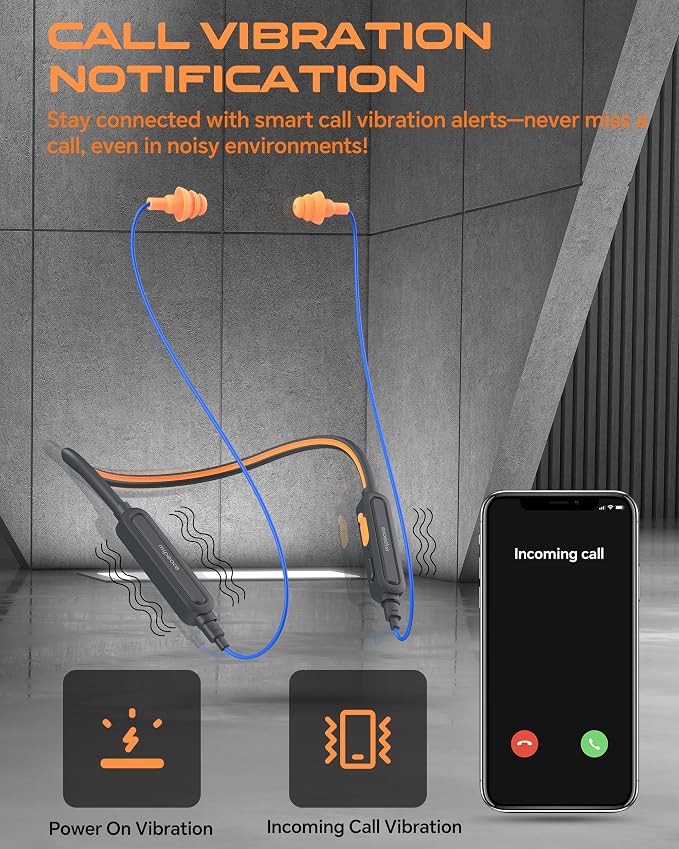 MIPEACE Neckband Bluetooth Work Headphones, 29dB Work Earbuds Bluetooth OSHA Approved-Ear Protection Headphones Noise Reduction for Construction Safety Industry, 20+Hour Battery, 4 EQ Modes