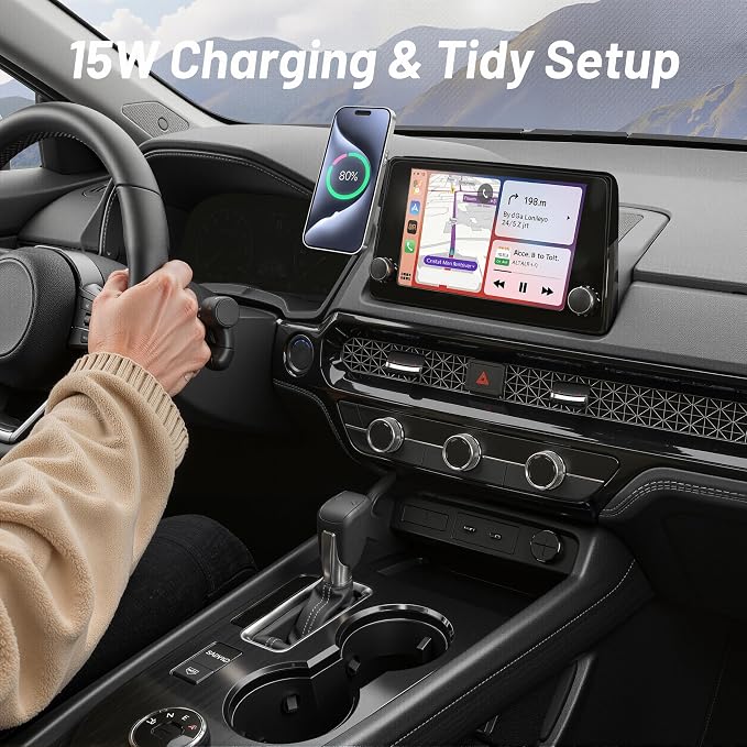 Car Phone Holder for Honda Accord (2023-2026 11th, Only Fits 12.3" Screen),MagSafe Car Mount Charger,Magnetic Phone Holder,15W Fast Wireless Charging, 360°, Hands Free,with Storage Box,Car Accessories