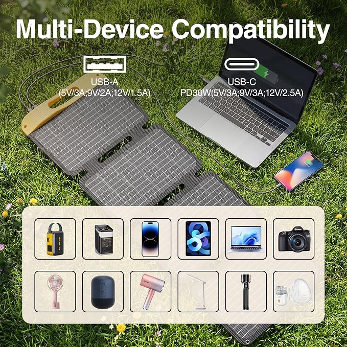 VTOMAN Jump 100 Solar Generator with 40W Solar Panel, LiFePO4 BatteryPortable Power Station & Foldable Solar Panel for Outdoor Camping, Hiking, Cycling, Backpacking, Car Travel