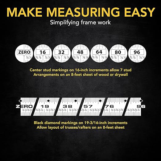 LEXIVON [3-Pack] 25Ft/7.5m DuaLock Tape Measure | 1-Inch Wide Blade with Nylon Coating, Matte Finish White & Yellow Dual Sided Rule Print | Ft/Inch/Fractions/Metric (LX-206X3)
