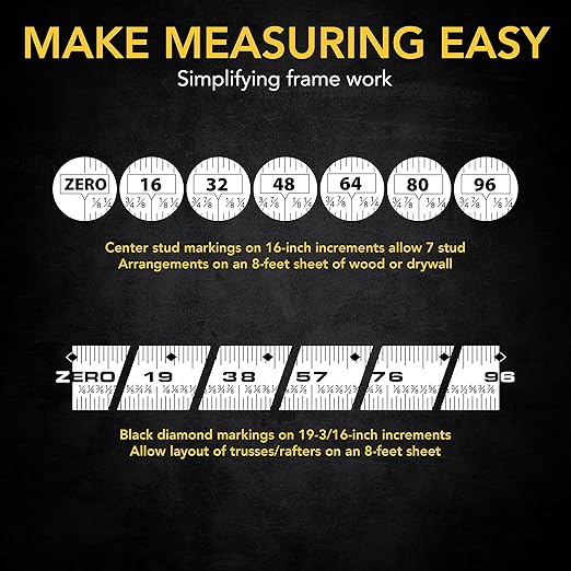 LEXIVON [2-Pack] 25Ft/7.5m DuaLock Tape Measure | 1-Inch Wide Blade with Nylon Coating, Matt Finish White & Yellow Dual Sided Rule Print | Ft/Inch/Fractions/Metric (LX-202)