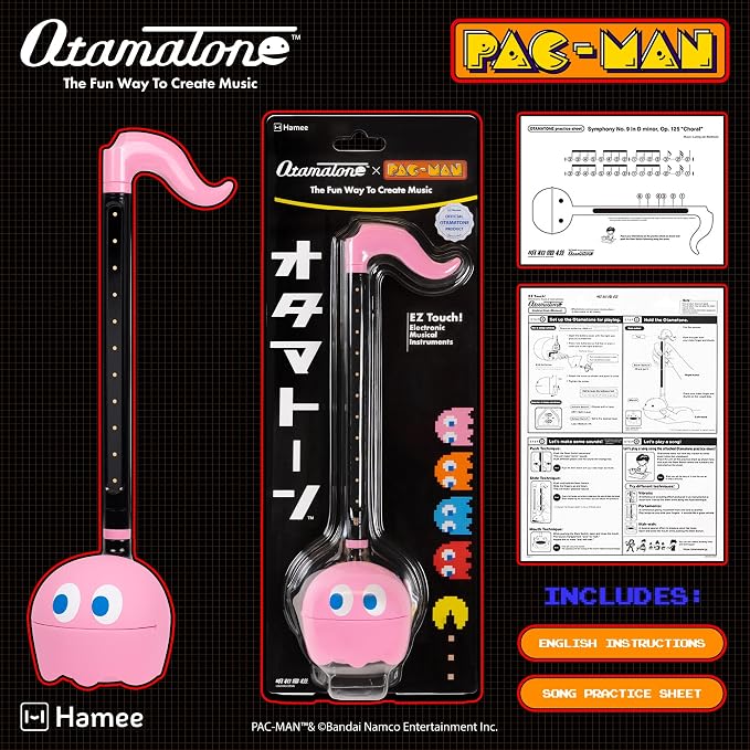 Otamatone PAC-MAN Electronic Musical Instrument Portable Synthesizer Toy from Japan by Maywa Denki – Fun Award-Winning Music Toy for Kids, Teens & Adults [English Instructions] - Pinky