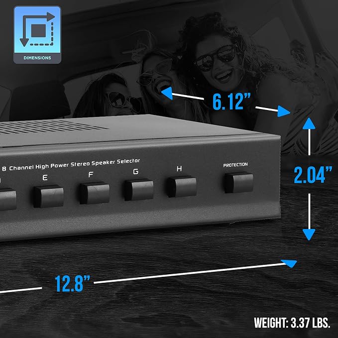 Pyle Premium New and Improved 8 Zone Channel Speaker Switch Selector Hub Distribution Box for Multi-Channel High Powered Stereo Amplifier A/B/C/D Switches | 8 Pairs Of speakers - PSS8
