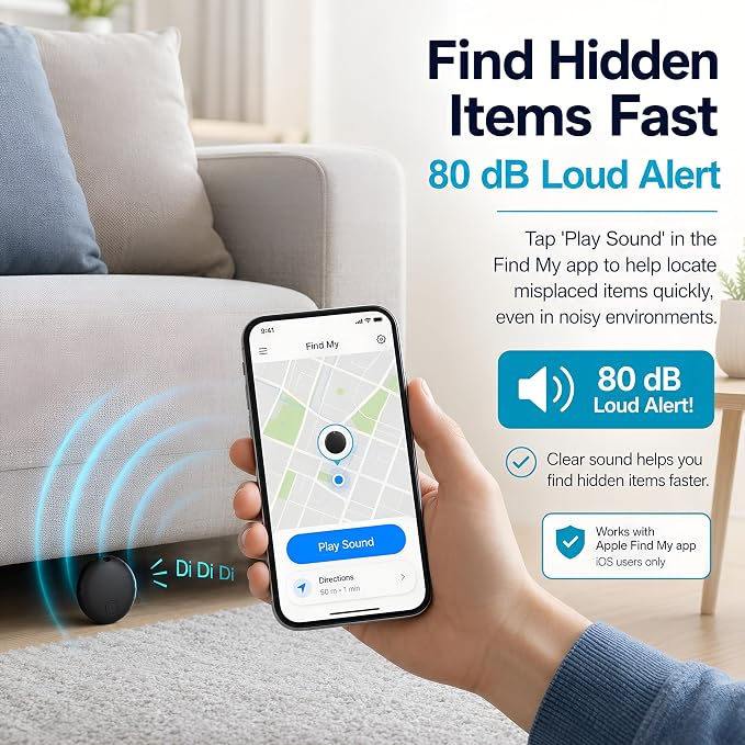 Key Finder 5 Pack for Apple Find My App, iOS Tracker Tags | iOS Only Bluetooth Finder for Keys, Wallets and Luggage