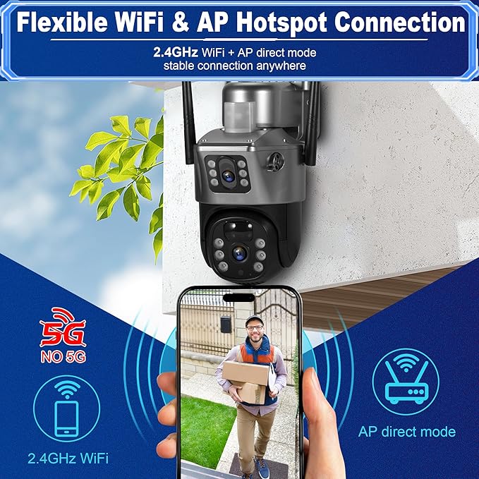 Solar Security Camera Outdoor Wireless WiFi-6MP HD, Color Night Vision,10X Zoom,AI Motion Detection,Two-Way Audio,Waterproof IP66,64GB SD/Cloud Storage,7.5W Solar Panel(4pack)