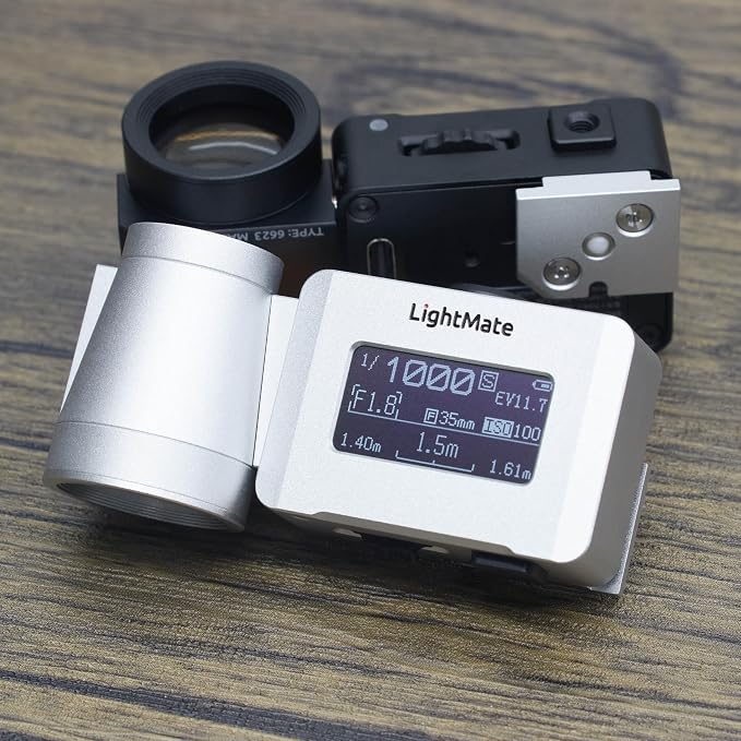 LightMate Area 2S Light Meter Photography & OV-X1 17° Retro Viewfinder, 0.96" Large OLED Screen, Ultra-Compact, Rechargeable Battery, for Leica & Other Film Cameras, Sliver