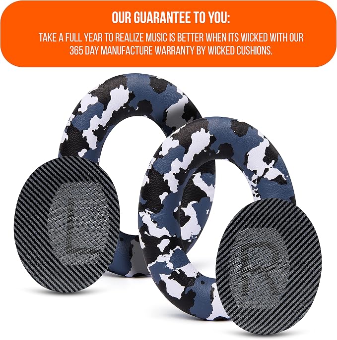 WC Wicked Cushions Upgraded Replacement Ear Pads for Bose QC35 & QC35ii (QuietComfort 35) Headphones & More - Softer Leather, Luxurious Memory Foam, Added Thickness, Extra Durability | Snow Camo