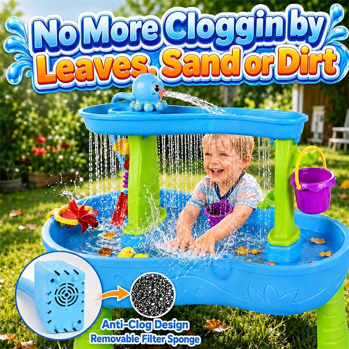 Upgraded Octopus Water Table Pump with Huge Water Output, 3H Non-Stop Fun for Step 2, Rechargeable Water Pump for Water Table, Water Table Accessories for Kids, Toddlers Summer Water Toys (Pump Only）