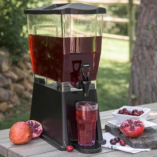 Carlisle FoodService Products Trimline Rectangular Beverage Dispenser with Stand – 3.5 Gallon Catering Drink Dispenser with Spigot, Polycarbonate (PC), Black, Perfect for Parties, Events, Buffets