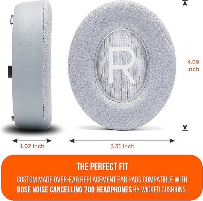 WC Freeze NC700 - Cooling Gel Ear Pads for Bose Noise Canceling 700 Headphones | Breathable Sports Fabric, Cooling Gel, Extra Thick & Cooler for Longer | Silver