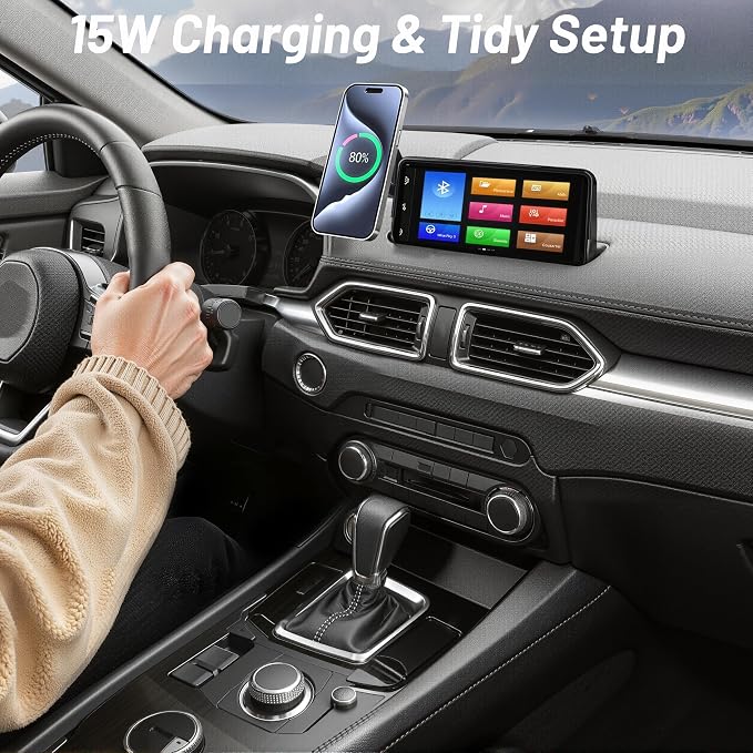 Car Phone Holder for Mazda CX5 (2021-2025,10.25" Screen Only),MagSafe Car Mount Charger,Magnetic Phone Holder,15W Wireless Charging,Screen Phone Holder,360° & Hands Free,CX-5 Interior Accessories