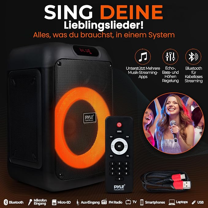 Pyle Audio Bluetooth Party Speaker - Party Bluetooth with True Wireless Stereo System - Enjoy Powerful Bass and Clear Treble - with Carry Bag - Model PPHP8496BG - 100W