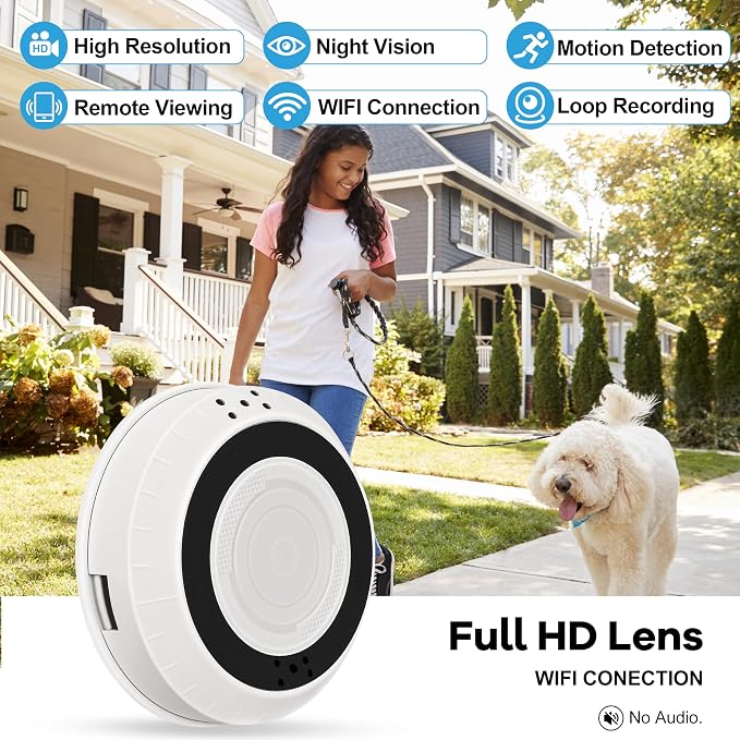 1080P HD Indoor Security Camera, Dual Lens 2×120° Wide Angle, 5GHz WiFi Camera, 8-Hour Battery, Motion Detection, Ceiling Wall Mount Design