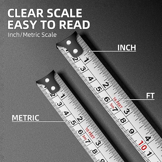 SENDA Tape Measure 16FT/5M, Compact Mini Measuring Tape, Black and White Faceted Ruler Tape, Easy-to-Read Metric/Inch Measurements for Home, Office & DIY Crafts Use(16Ft)