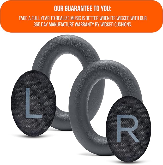 WC PadZ QC45 - Earpads for Bose QuietComfort 45 / QuietComfort Se/QuietComfort Wireless, Made by Wicked Cushions | Extra Thick Cushion | Premium Durable Stitching | Eclipse Grey