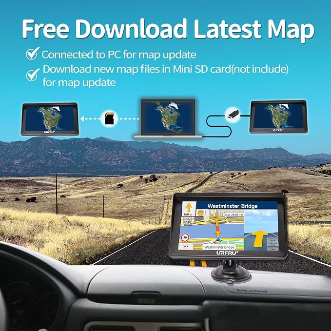 7-inch GPS Navigator for Car Truck RV Pickup, 2026 Offline Map with Free Updates Lifetime, Big HD Touchscreen, Satallete Navigation, Voice Guidance, Speed & Traffic Alerts, Custom Truck Routing
