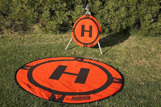 Hoodman 5 Foot Weighted UAV Drone Landing Pad fits Inspire 3, Inspire 2, Inspire 1, No Stakes Required, collapses to 1/3 of deployed size