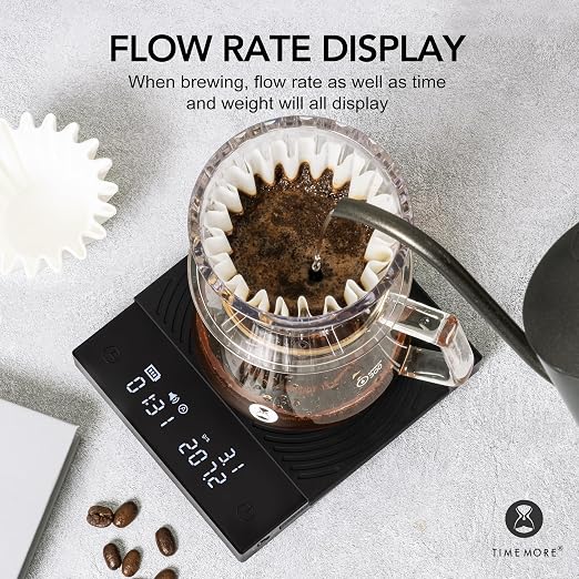 TIMEMORE Black Mirror Basic 2 Coffee Scale with Timer, 2kg/0.1g High Precision Kitchen Scale, Espresso Scale with Flow Rate Function, Digital Coffee Scale for Pour Over Drip Coffee with Silicone Cover