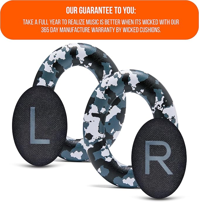 WC Wicked Cushions Upgraded Replacement Ear Pads for Bose 700 Noise Cancelling Headphones (NC700) - Softer PU Leather, Luxurious Memory Foam, Added Thickness, Extra Durable Ear Cushions | Snow Camo