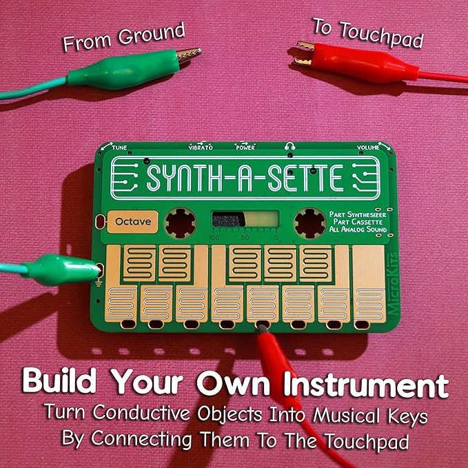 Synth-a-Sette: The Original Cassette Sized Analog Synthesizer. Play Melodies On The Go With This Pocket Synth Or Create Your Own Banana Keyboard Using Conductivity