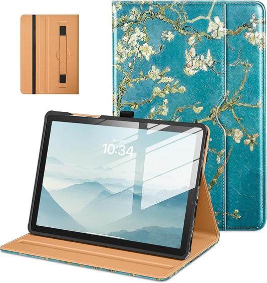 DTTO for Samsung Galaxy Tab A11+/A11 Plus/A9+ Plus 11 inch Case (2023/2026), Premium Leather Folio Stand Cover with Hand Strap for, Multi-Angle Viewing and Auto Wake/Sleep, Blossom