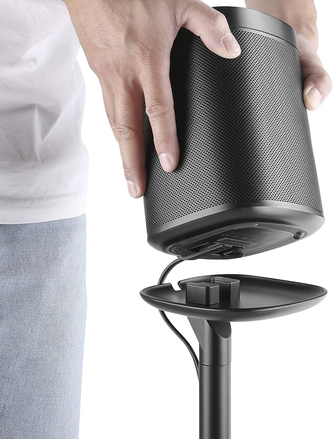 ynVISION.DESIGN Fixed Height Floor Stand Compatible with Sonos One, SL and Play:1 Speaker | 2 Pack | YN-ONE Pair (Black)