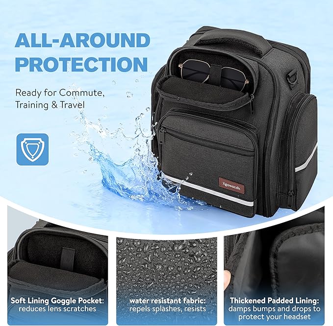 Flight Bag for Pilots, Pilot Bag for Aviation Headset with Padded Protection, Fits Aviation Headset, iPad & Flight Accessories, Multiple Pockets & Shoulder Strap, Gift for Pilots, Black (Bag Only)