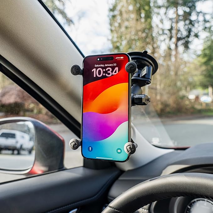 RAM MOUNTS X-Grip Large Phone Mount for Windshield – Twist-Lock Suction Cup, Medium Arm (RAM-B-166-UN10U)