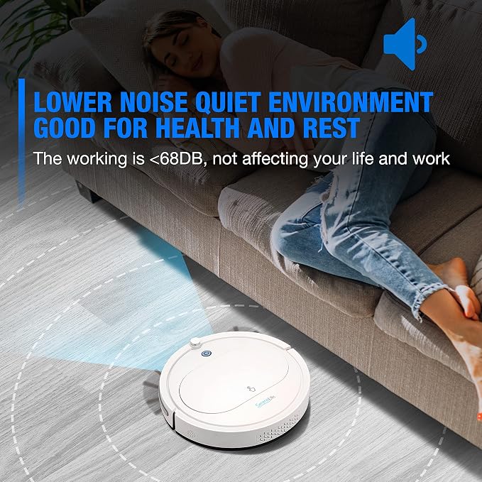 PURE CLEAN Robot Vacuum Cleaner with Remote Control, Smart Robotic Machine Automatic Floor Cleaning Robo Vac with Dry Mop for Clean Home Carpet Hard Wood Tile Pet Hair