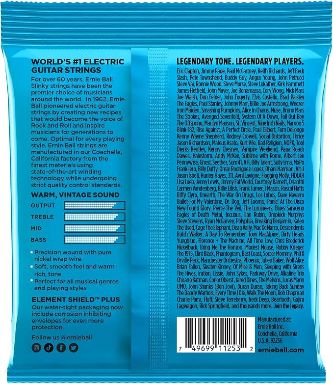 Ernie Ball Extra Slinky Classic Pure Nickel Electric Guitar Strings 3-pack, 8-38 Gauge (P03255)