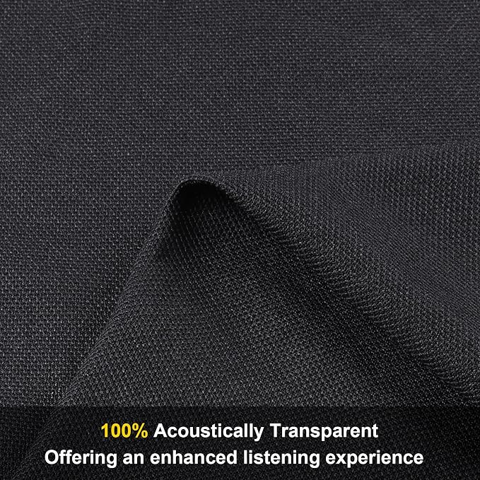 96" x 54" Speaker Grill Cloth, Stereo Grill Mesh Fabric Dustproof Replacement for Custom Cabinets Speaker Cloth Restoration Home Audio Decor Subwoofer Covers Black