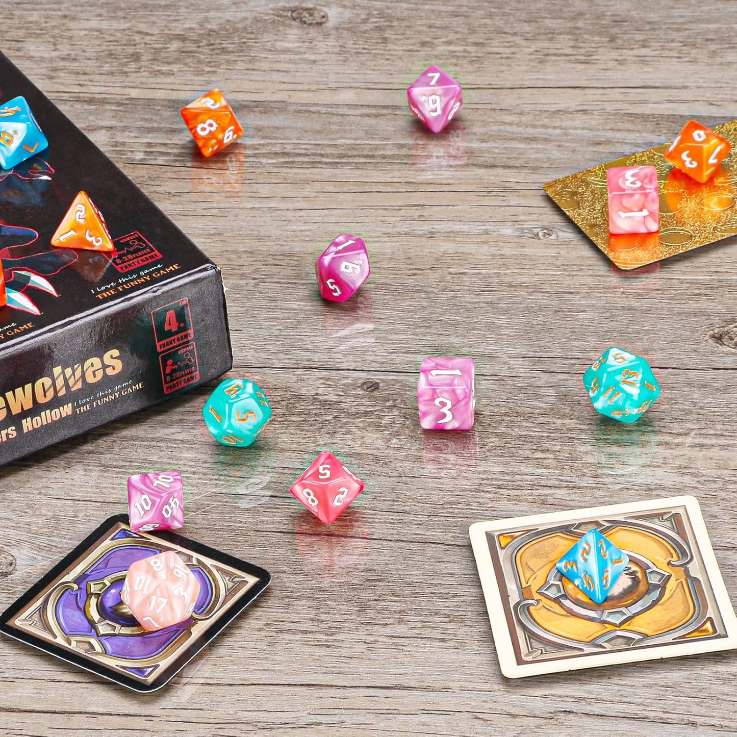 DND Dice, Surhugvy 6 X 7 (42 Pieces) Polyhedral Dice Set for Dungeons and Dragons DND RPG MTG Table Games with 6 Pack Black Bags