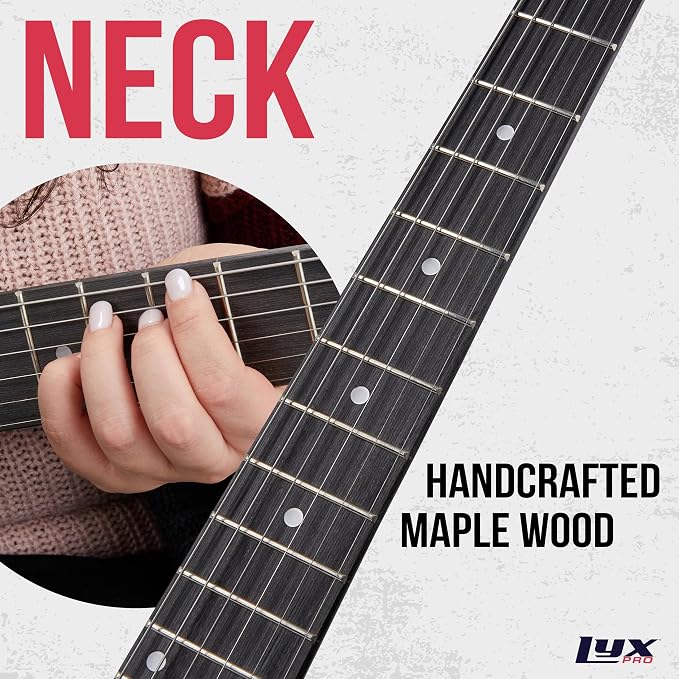 LyxPro 30” Electric Guitar TL Series, Full-Size Paulownia Wood Body, 3-Ply Pickguard, C-Shape Neck, Ashtray Bridge, Quality Gear Tuners, 3-Way Switch & Volume/Tone Controls, 2 Picks Included, Green