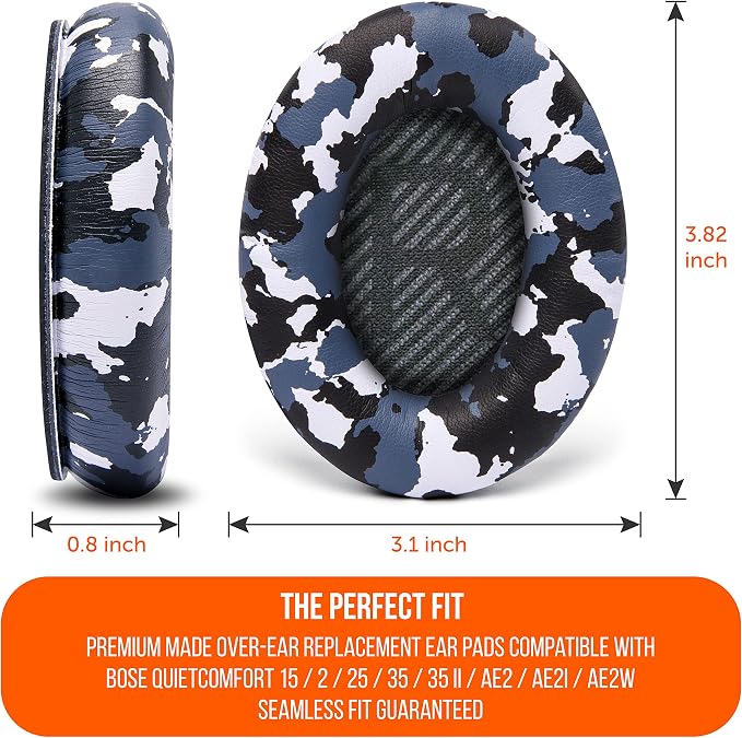 WC Wicked Cushions Upgraded Replacement Ear Pads for Bose QC35 & QC35ii (QuietComfort 35) Headphones & More - Softer Leather, Luxurious Memory Foam, Added Thickness, Extra Durability | Snow Camo