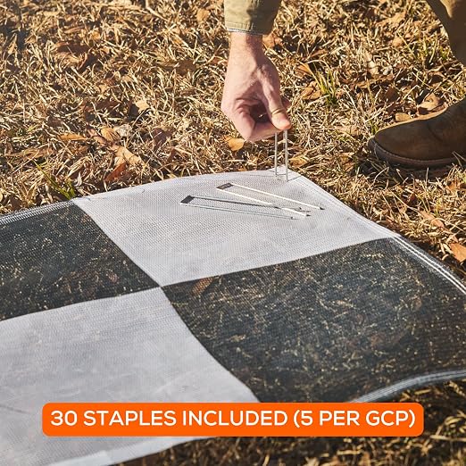 Sky High Bull's-Eye (24"x24") Degradable Drone Ground Control Point GCP with 30 Staples (Black/White Checkerboard) | Aerial Targets for Drone Mapping & Surveying | Compatible with DroneDeploy & Pix4D