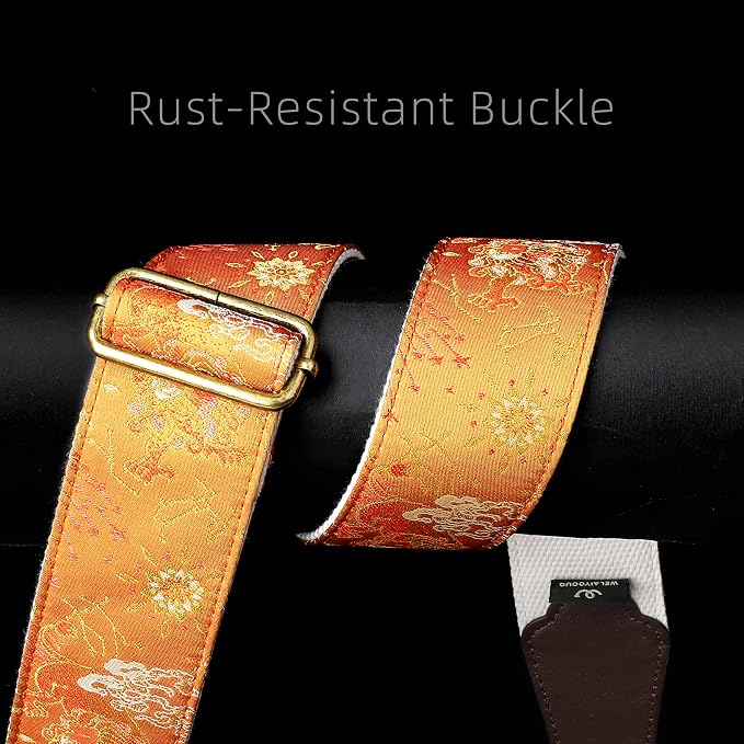 Guitar Strap, embroidery Jacquard Adjustable Guitar Straps for Acoustic/Bass/Electric Guitar, Includes Guitar Pick, Strap Button and Strap Lock, Constellation Gift (Leo)