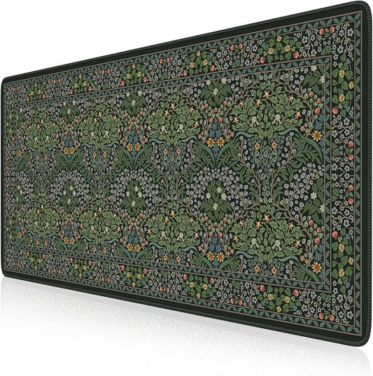 iCasso Big Mouse Pad, Desk Pad Mat, Full Desk Large Mousepad, Anti-Slip Smooth Surface XXL Computer Pad with Stitched Edges for Home Office Organizer (Green)