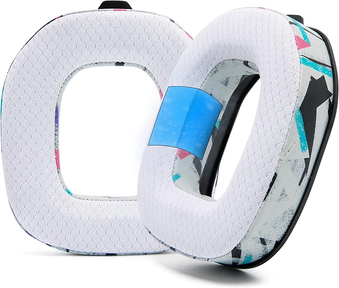 WC Freeze A40- Hybrid Fabric Cooling Gel Replacement Earpads for Astro A40 TR Only, Made by Wicked Cushions, Improved Durability, Thickness and Sound Isolation | 90's White