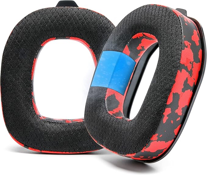 WC Freeze A40- Hybrid Fabric Cooling Gel Replacement Earpads for Astro A40 TR Only, Made by Wicked Cushions, Improved Durability, Thickness and Sound Isolation | Red Camo