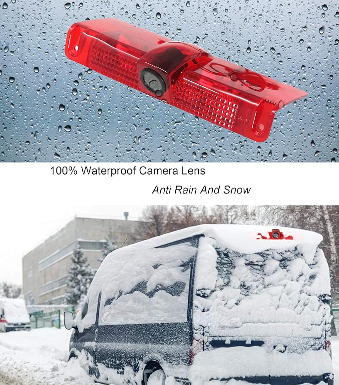 RED WOLF Third 3rd Brake Light Backup Camera for Chevrolet Express/GMC Savana 1500 2500/3500 2003-2019 Vans Upgrade Vehicle Lights w/Integrated Reverse Camera, 8 IR Night Vision, Adjustable Guidelines