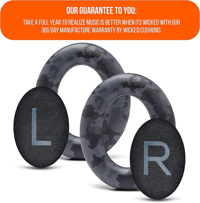 WC Wicked Cushions Upgraded Replacement Ear Pads for Bose 700 Noise Cancelling Headphones (NC700) - Softer PU Leather, Luxurious Memory Foam, Added Thickness, Extra Durable Ear Cushions | (Black Camo)
