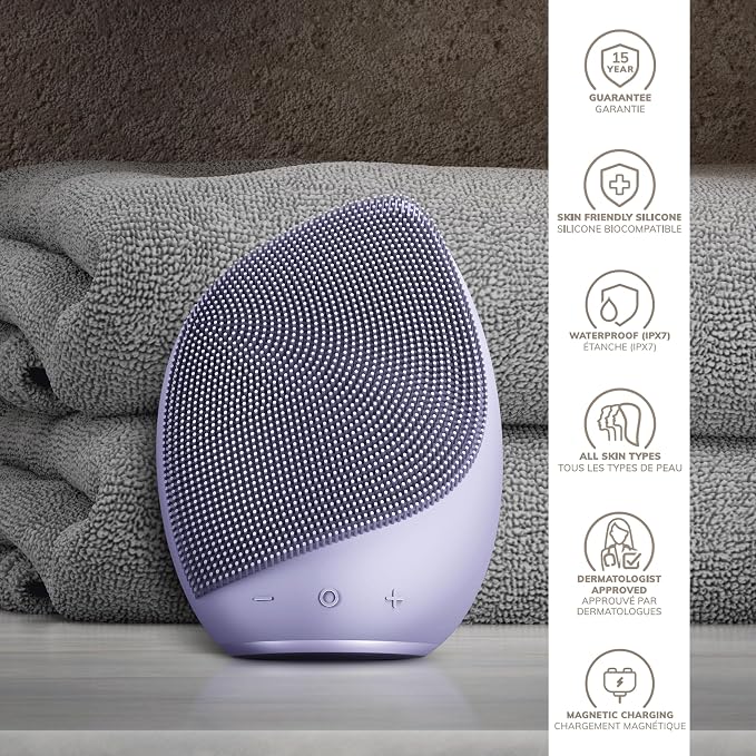 GESKE SmartAppGuided™ Sonic Facial Brush 5 in 1 | Vibrating Electric Facial Cleansing Brush | Soft Silicone Brush | Professional Facial Cleanser | Skin Cleanser & Exfoliator | Face Massager